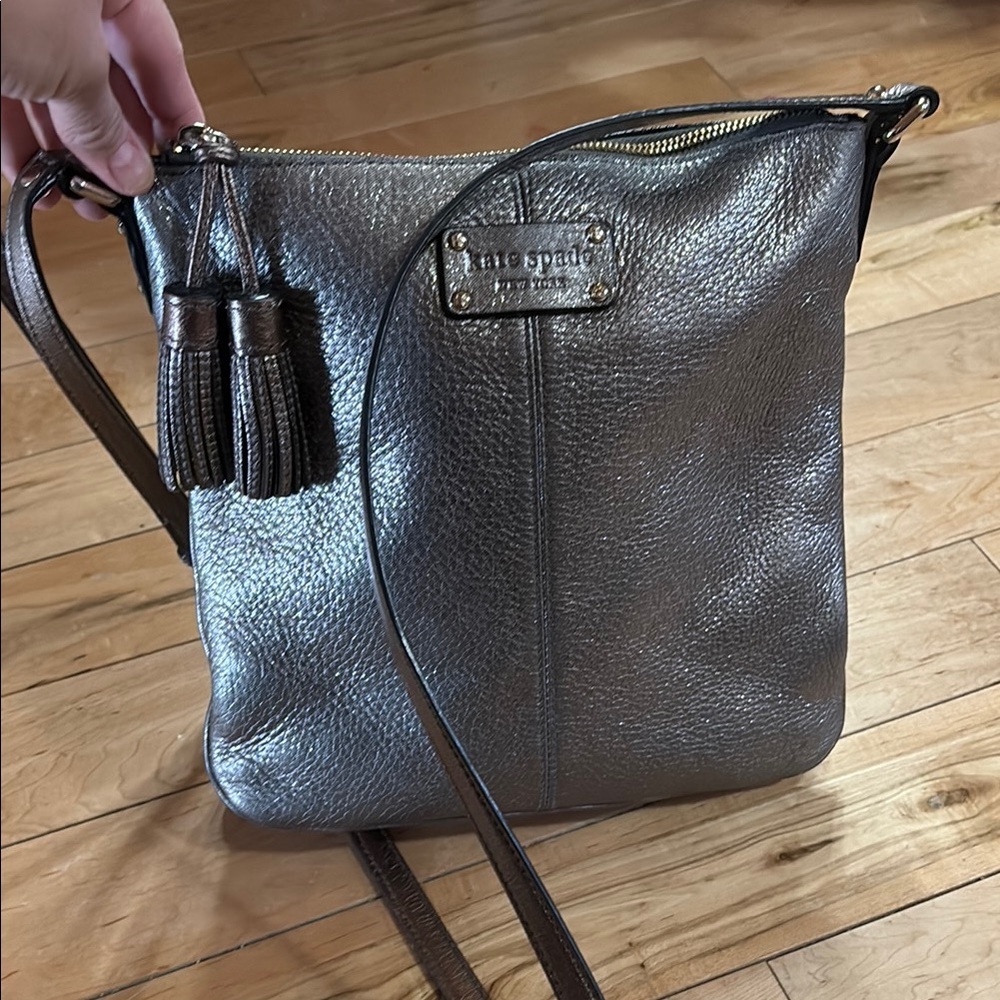 Kate Spade Silver/Bronze Leather Crossbody Bag